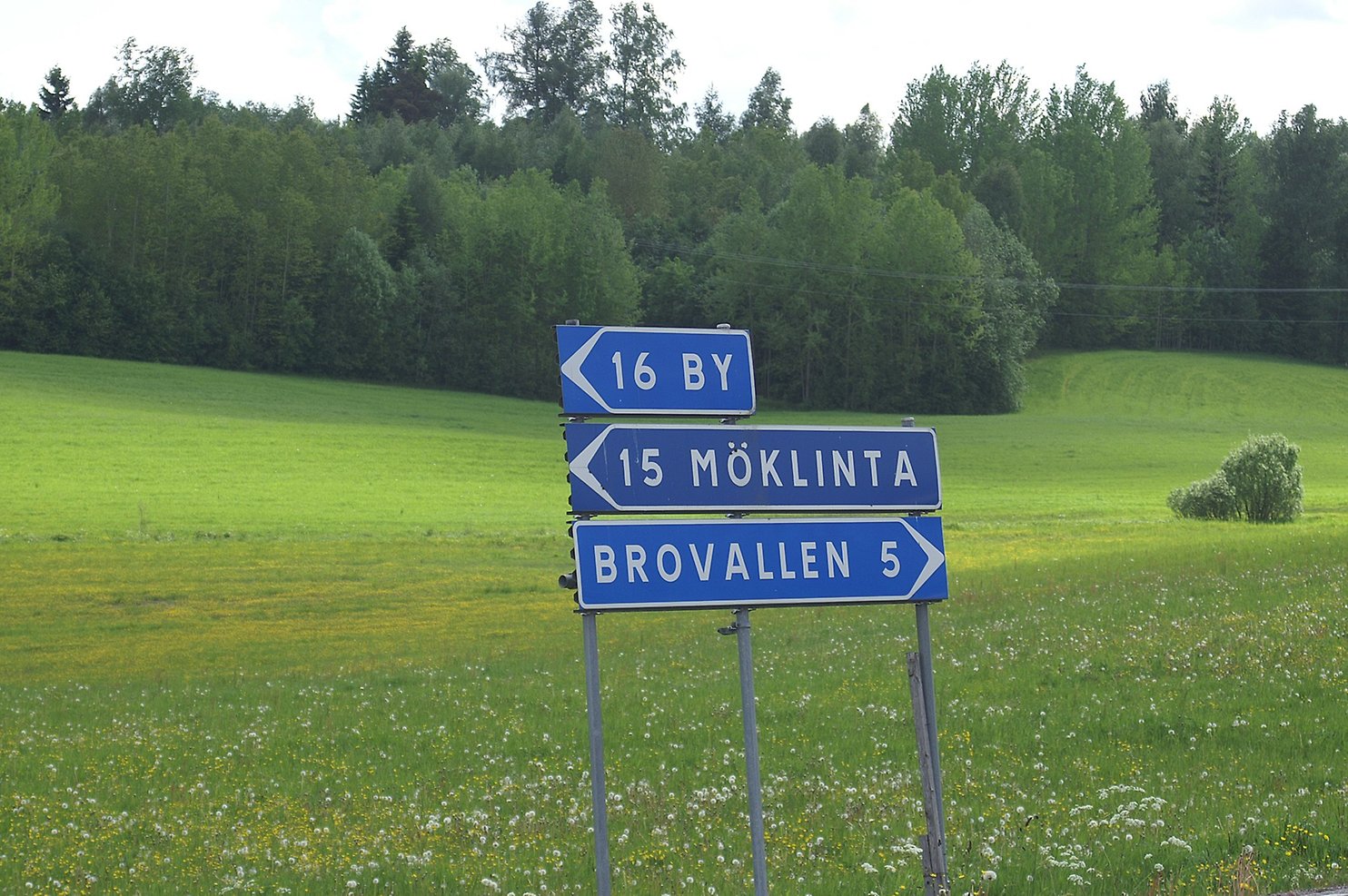 Foto på vägskylt i Dalarna